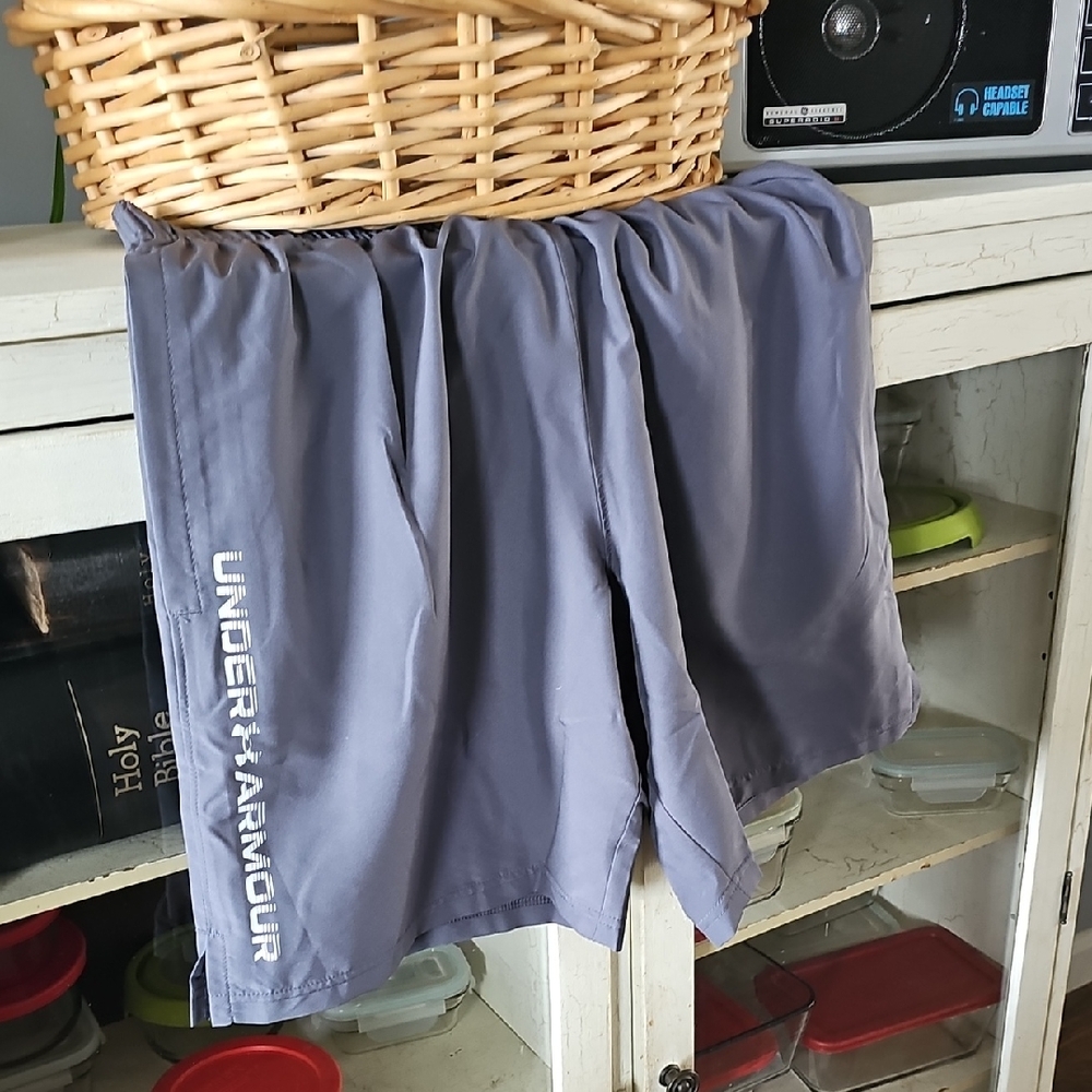 Under Armour Gray Athletic Shorts with Side Logo